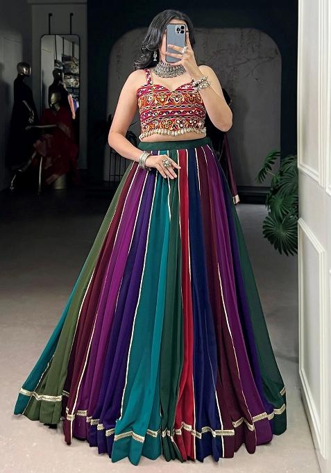 Multicolor Gota Patti Georgette Lehenga Set — view on Indya
