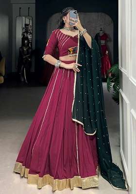 Maroon Rayon Lehenga Set with Embroidery for Diwali | Wedding & Festive Wear