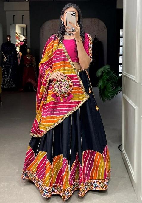 Black Gota Patti Cotton Lehenga Set — view on Indya