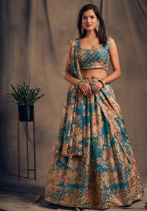 Purple Embroidery Organza Lehenge Set