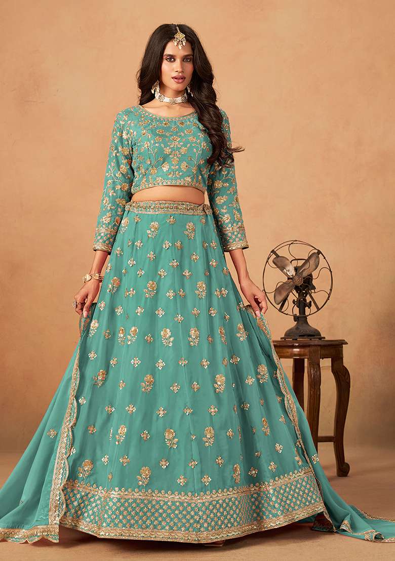 Maroon Embroidery Organza Lehenge Set for Diwali | Wedding & Festive Wear - Indya