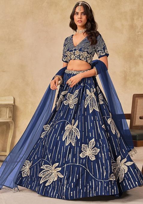 Pink Embroidery Silk Lehenge Set