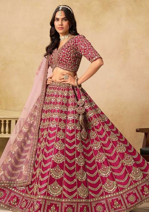 White Embroidery Silk Blend Lehenge Set for Diwali and Festive Wear