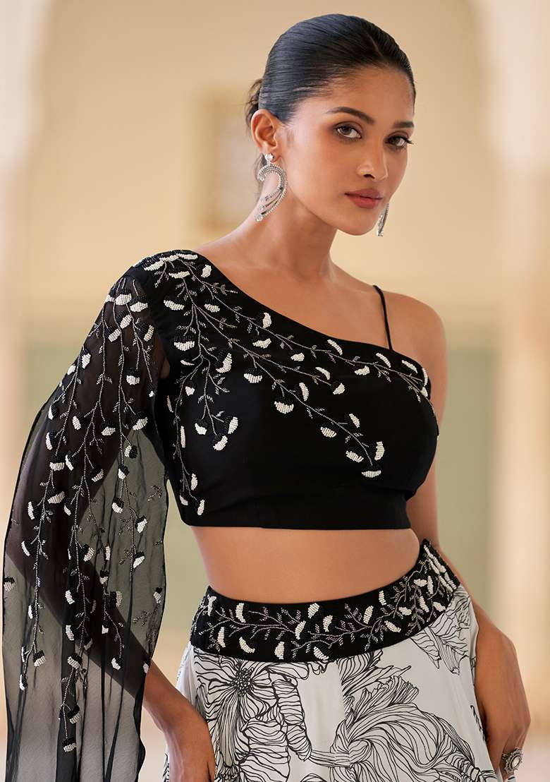 Teal Blue Embroidery Chinon Lehenge Set for Diwali and Festive Wear - Indya