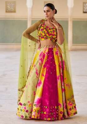 Wine Embroidery Chinon Lehenge Set for Diwali and Festive Wear