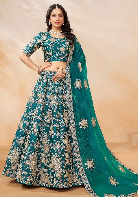 Mustard Embroidery Silk Lehenge Set