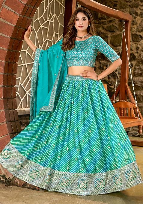 Mustard Embroidery Silk Lehenge Set