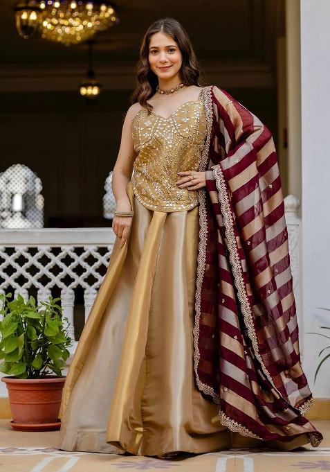 Multicolor Thread Work Viscose Lehenga Set