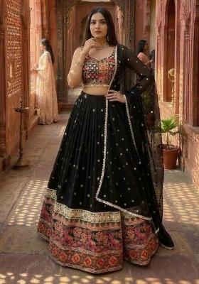 Multicolor Printed Georgette Lehenga Set
