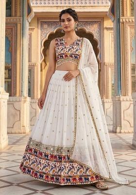Multicolor Embroidery Georgette Lehenga Set