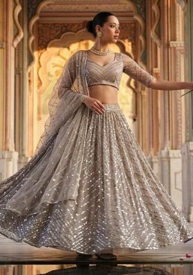 Multicolor Embroidery Organza Lehenga Set