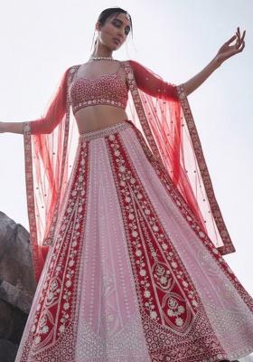 Multicolor Embroidery Georgette Lehenga Set