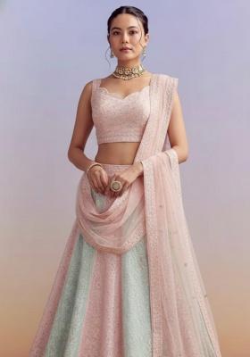 Multicolor Embroidery Georgette Lehenga Set