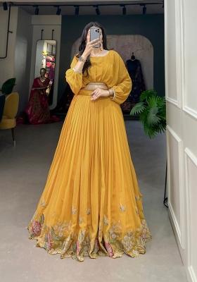 Yellow Embroidery Georgette Lehenga Set