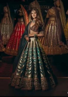 Rama Embroidery Silk Lehenga Set