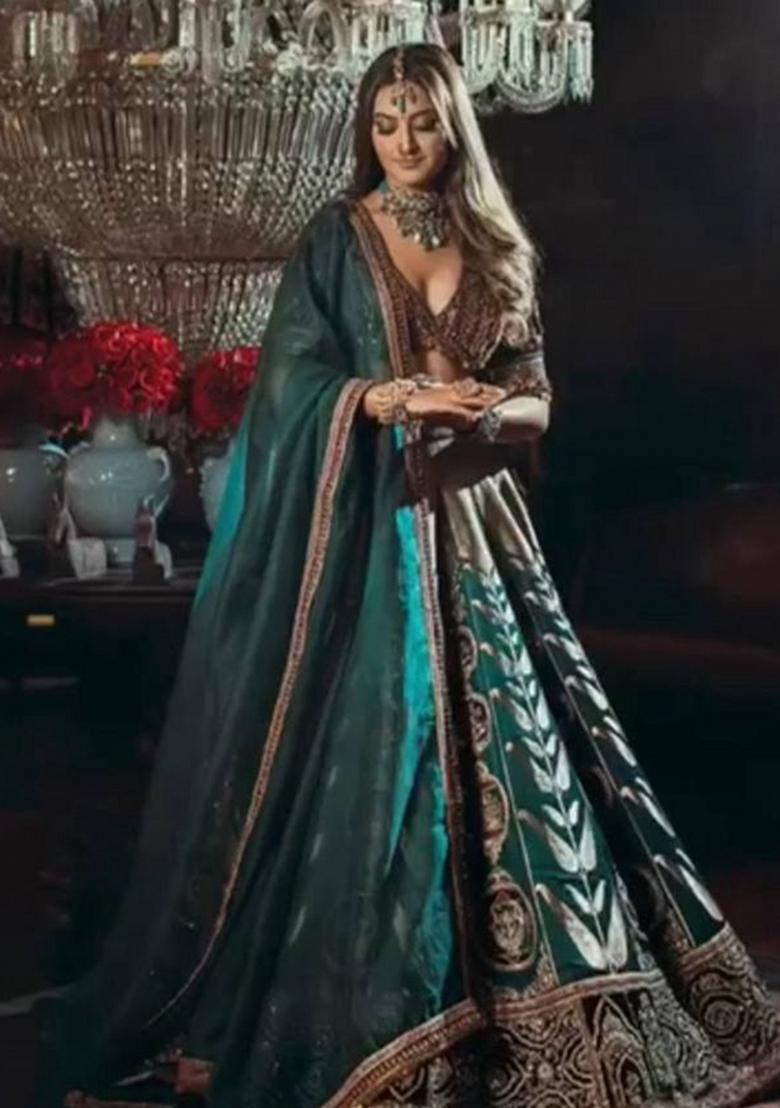 Rama Embroidery Silk Lehenga Set - Indya