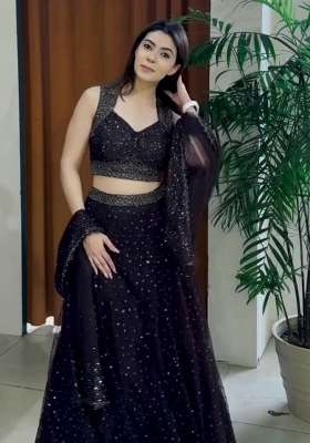Black Embroidery Net Lehenga Set for Diwali and Festive Wear