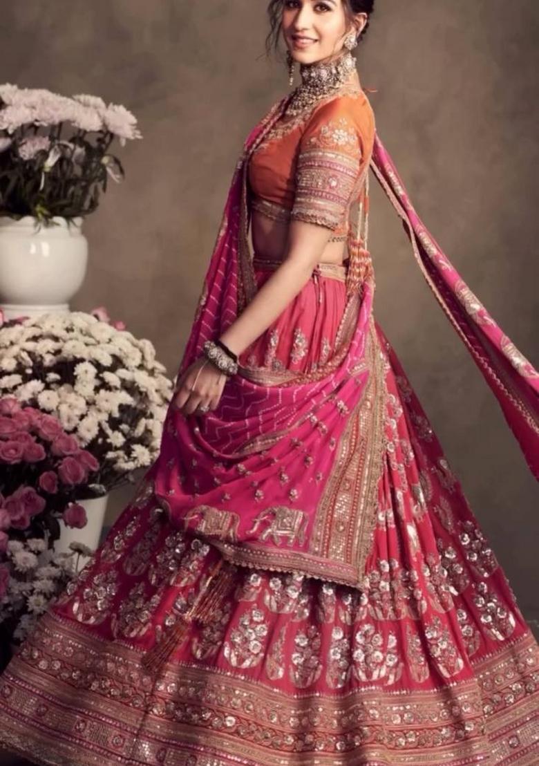 Pink Embroidery Jalpari Lehenga Set - Indya