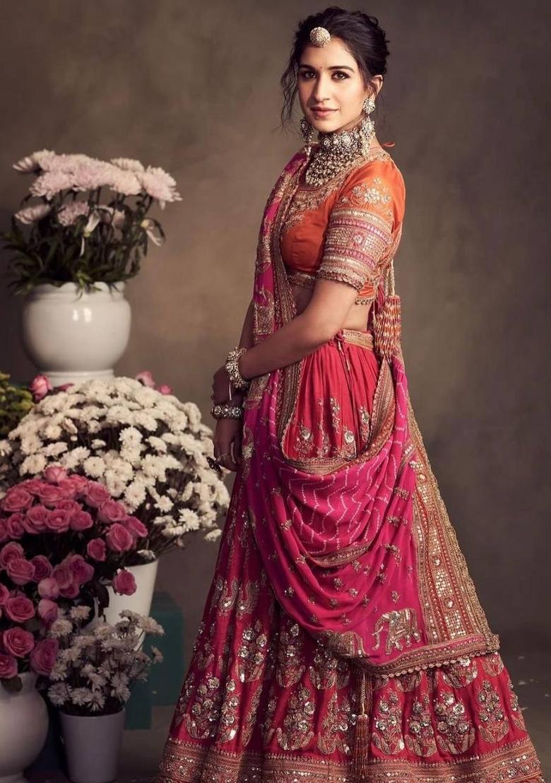 Pink Embroidery Jalpari Lehenga Set - Indya