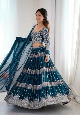 Rama Embroidery Georgette Lehenga Set