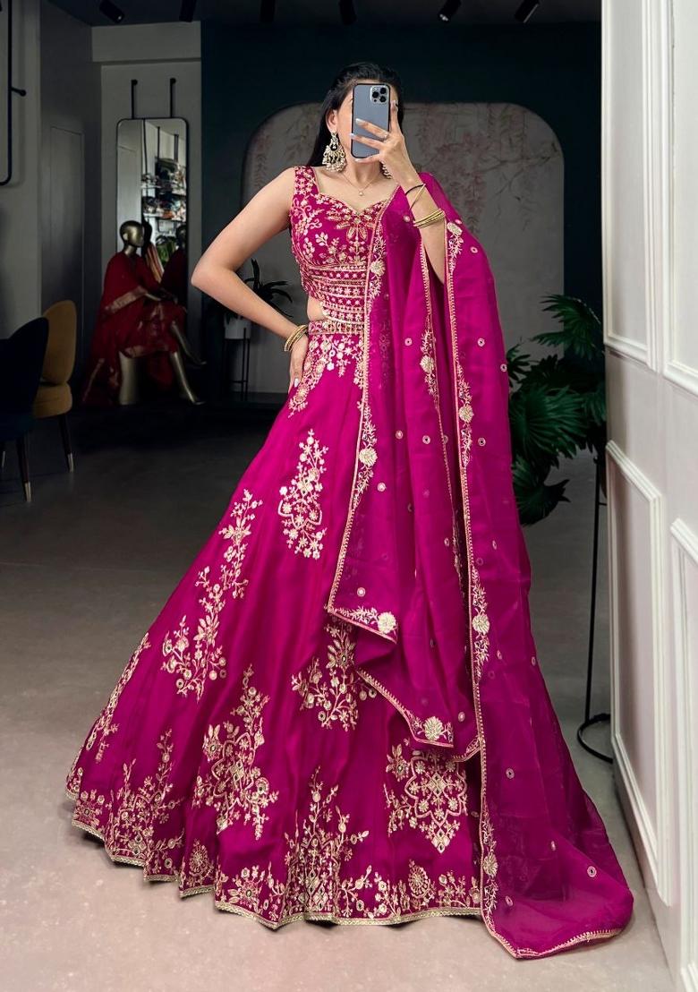 Rani Pink Embroidery Naysha Lehenga Set - Indya