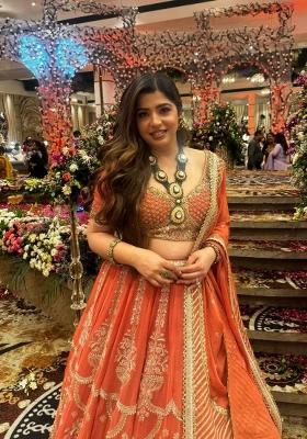 Orange Embroidery Georgette Lehenga Set