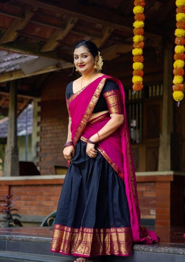 Blue Jequard Silk Lehenga Set - Indya