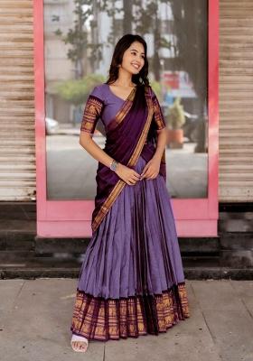 Lavender Jequard Silk Lehenga Set
