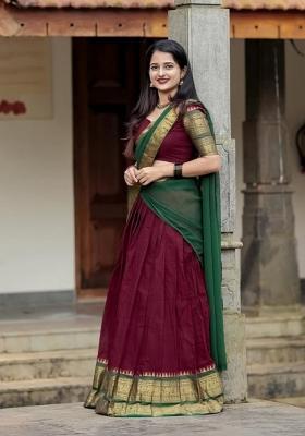 Maroon Jequard Silk Lehenga Set