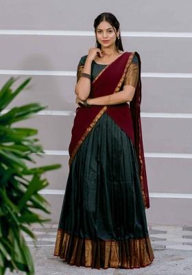 Teal Jequard Silk Lehenga Set