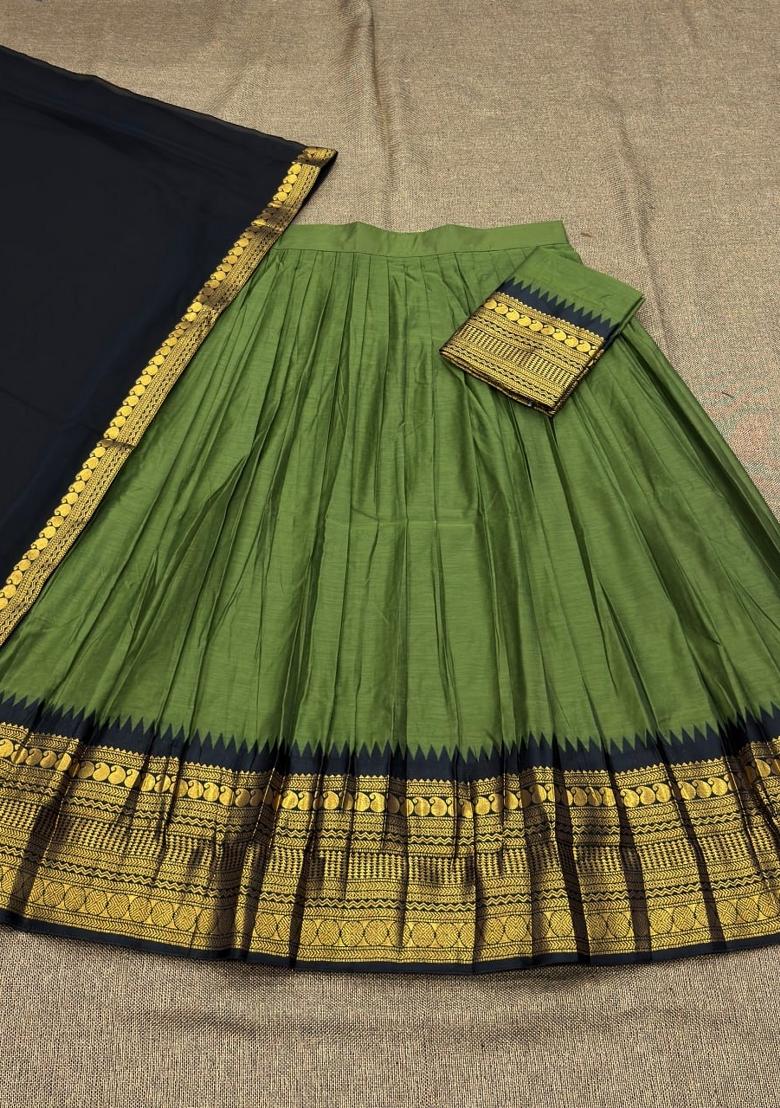 Pastel Jequard Silk Lehenga Set - Indya