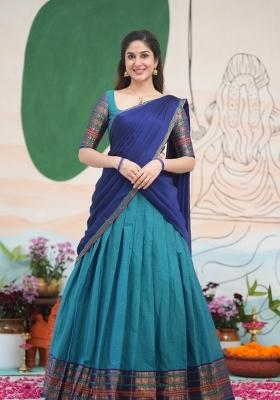 Sky Blue Jequard Silk Lehenga Set