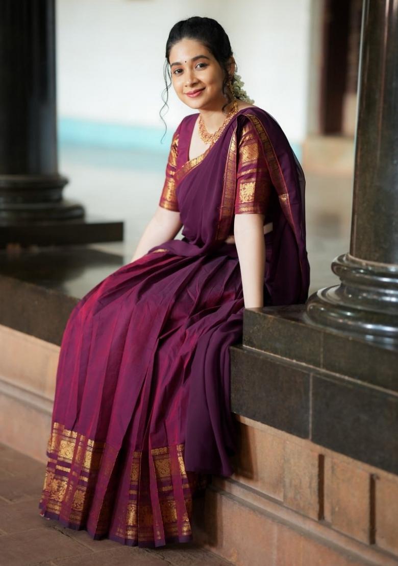 Wine Jequard Silk Lehenga Set - Indya