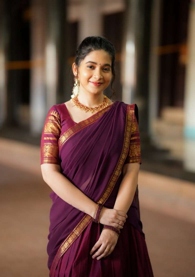 Wine Jequard Silk Blend Lehenga Set for Diwali and Festive Wear - Indya