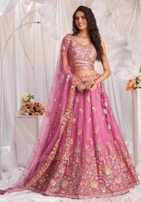 Pink Embroidery Fandy Lahenga Set