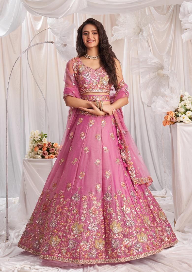 Pink Embroidery Fandy Lahenga Set - Indya
