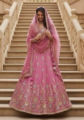 Pink Embroidery Fandy Lahenga Set