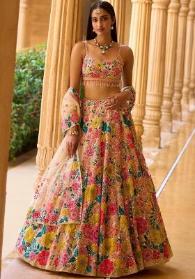 Multicolor Embroidery Georgette Lehenga Set