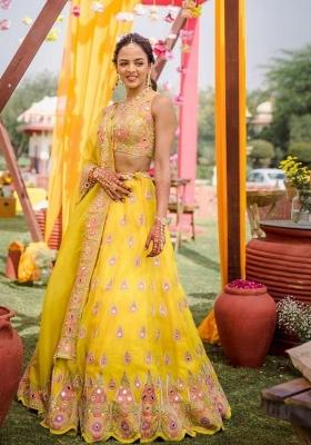 Yellow Embroidery Georgette Lehenga Set