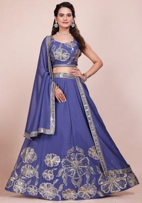 Light Purple Embroidered Georgette Lehenga Set