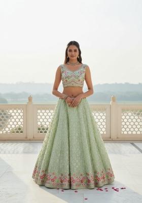 Pista Embroidered Georgette Lehenga Set