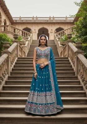 Rama Embroidered Georgette Lehenga Set