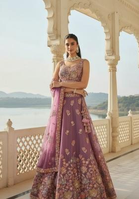 Lavender Embroidered Fandy Lehenga Set