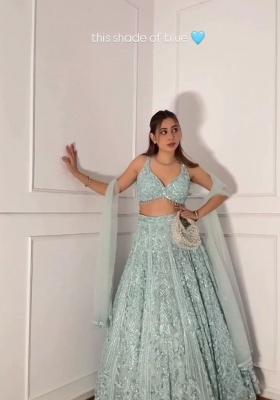 Turquoise Sequin Net Lehenga Set