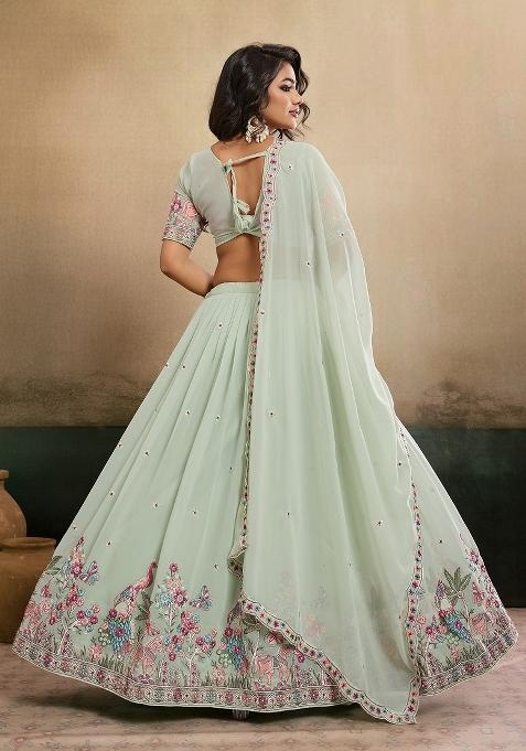 Pista Embroidered Georgette Lehenga Set