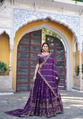 Purple Sequin Georgette Lehenga Set