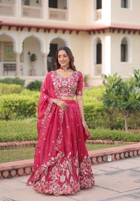 Pink Sequin Work Gold Crush Lehenga Set