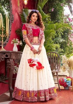 Pink Zari Work Silk Blend Lehenga Set