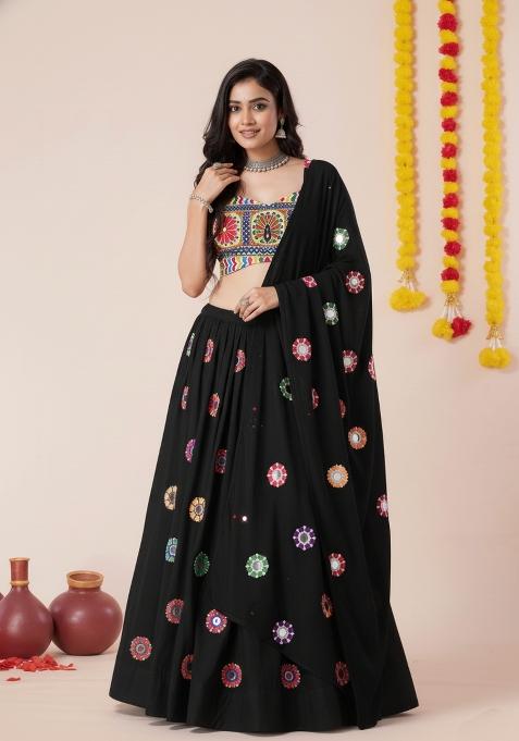 Black Zari Work Rayon Lehenga Set