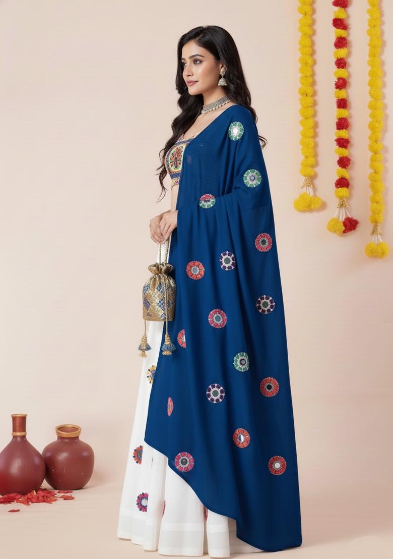White Zari Work Rayon Lehenga Set - Indya